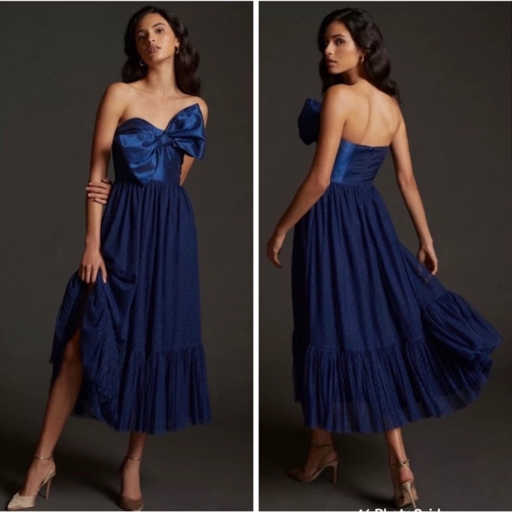 Hutch color blocked bow-tie midi dress
